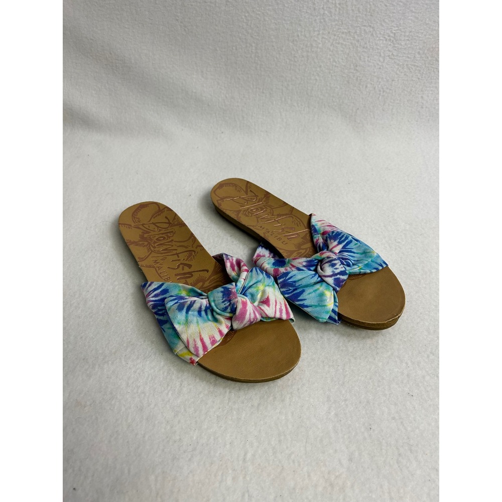 Boho Summer Blowfish Malibu Womens 9 Multicolor Tie Dye Bow Slide Sandals